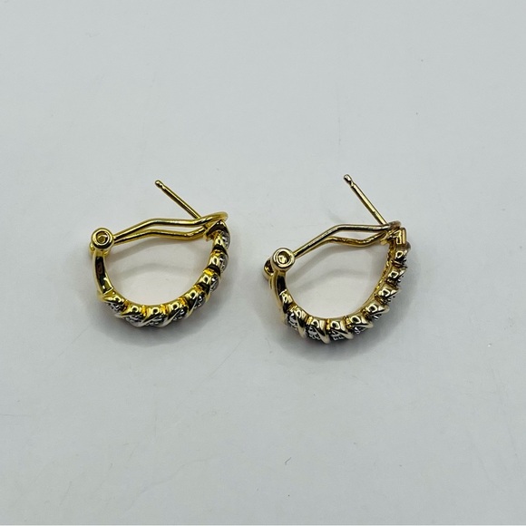 Gold Plated Natural Diamond Clip On Earrings - Picture 3 of 4